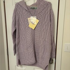 Merino Wool Cardigan Sweater with Hood and Zipper